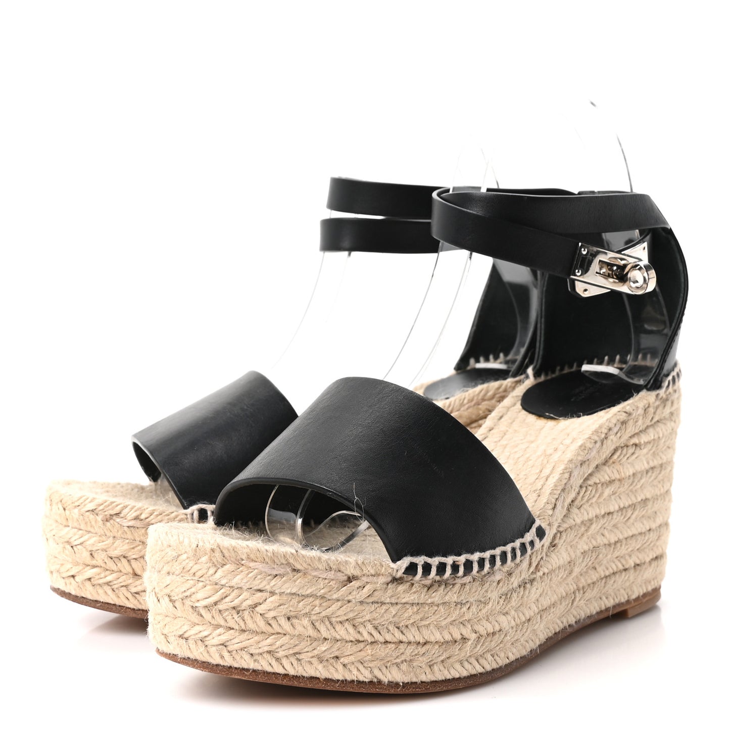 Calfskin Tipoli Espadrille Wedges 38 Black