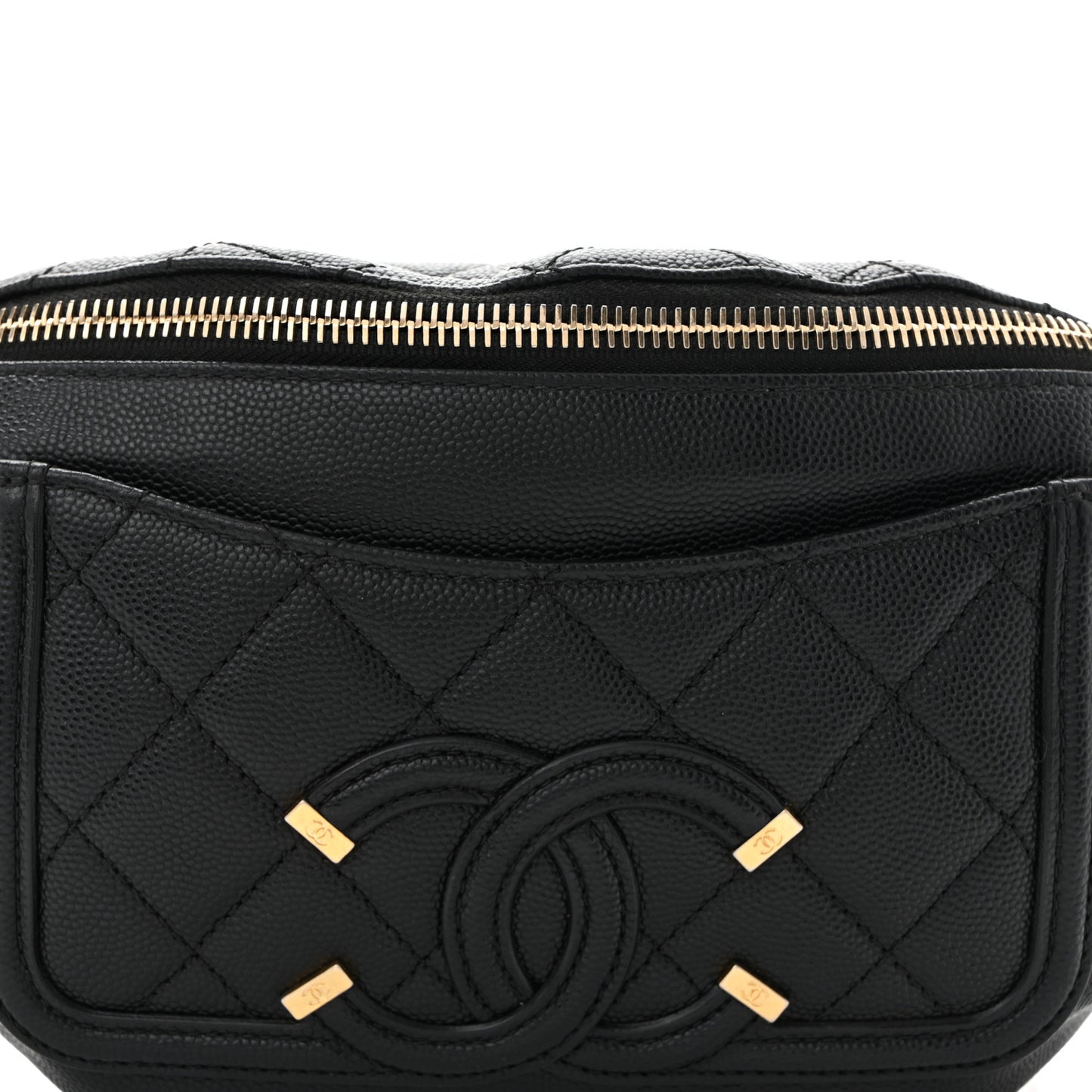 Caviar Quilted Filigree Waist Bag Black