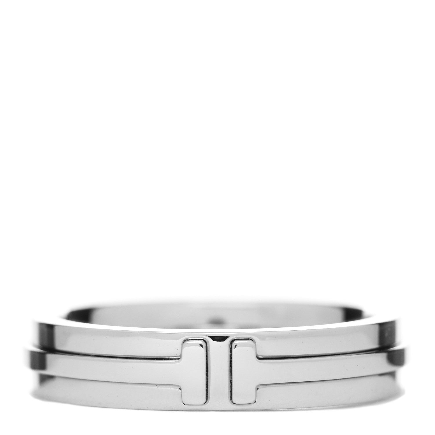 Tiffany 18K White Gold T Two Narrow Ring 55 7.25 1 of 5