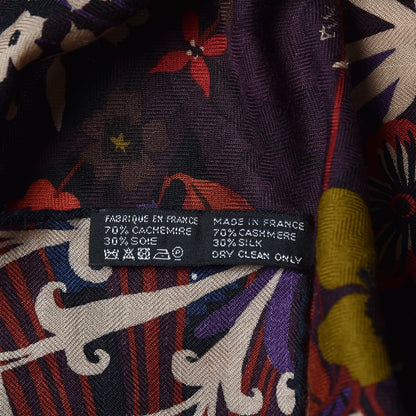 Hermes Cashmere Silk Tyger Tyger Shawl 140 Bleu Nuit Acajou Prune 6 of 6