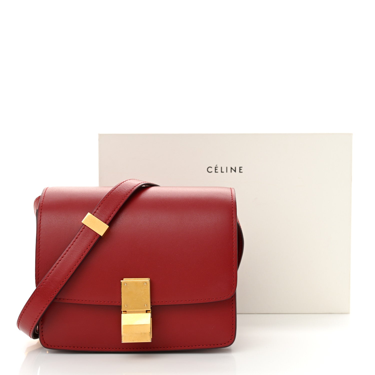 Celine Smooth Calfskin Small Classic Box Flap Bag Red 12 of 13