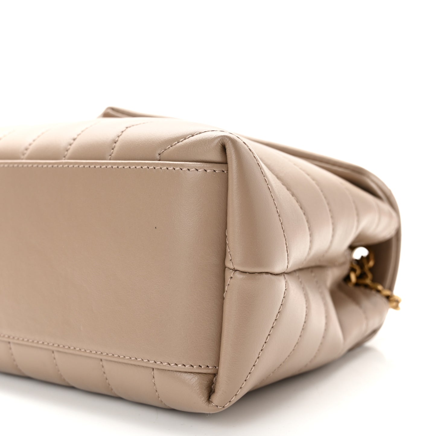 Calfskin Y Quilted Monogram Small Loulou Chain Satchel Dark Beige
