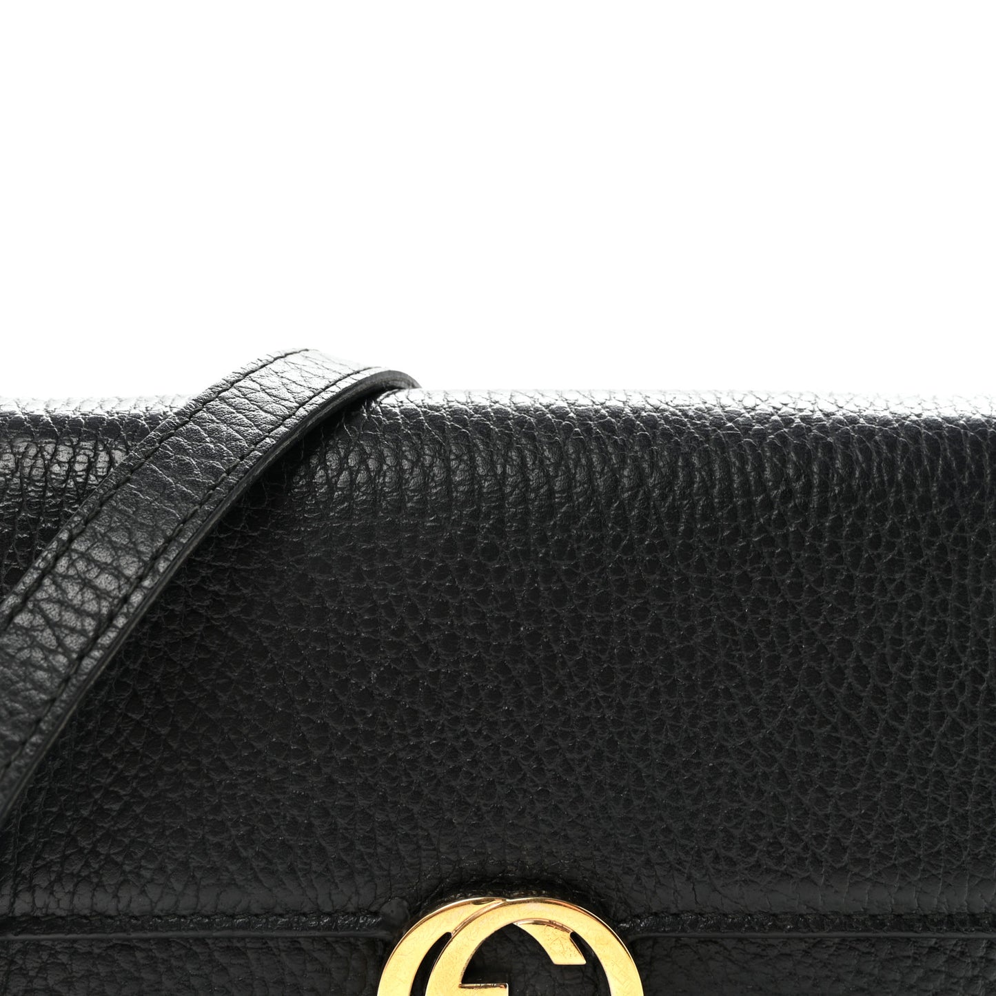 Dollar Calfskin Interlocking G Chain Wallet Black