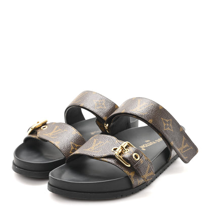 Louis Vuitton Monogram Bom Dia Mule Sandals 36.5 Black 4 of 9