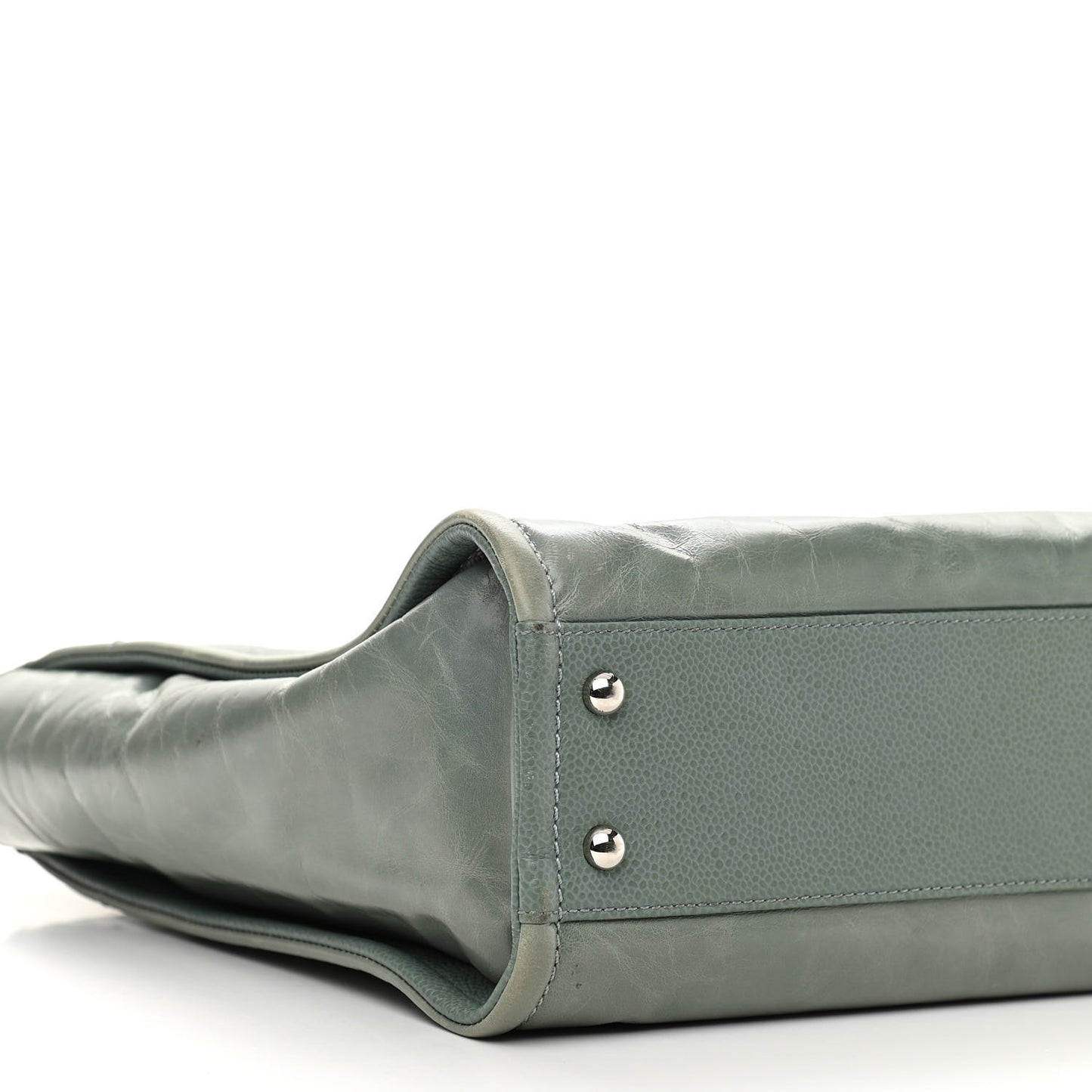 Glazed Calfskin Mini Deauville Tote Green