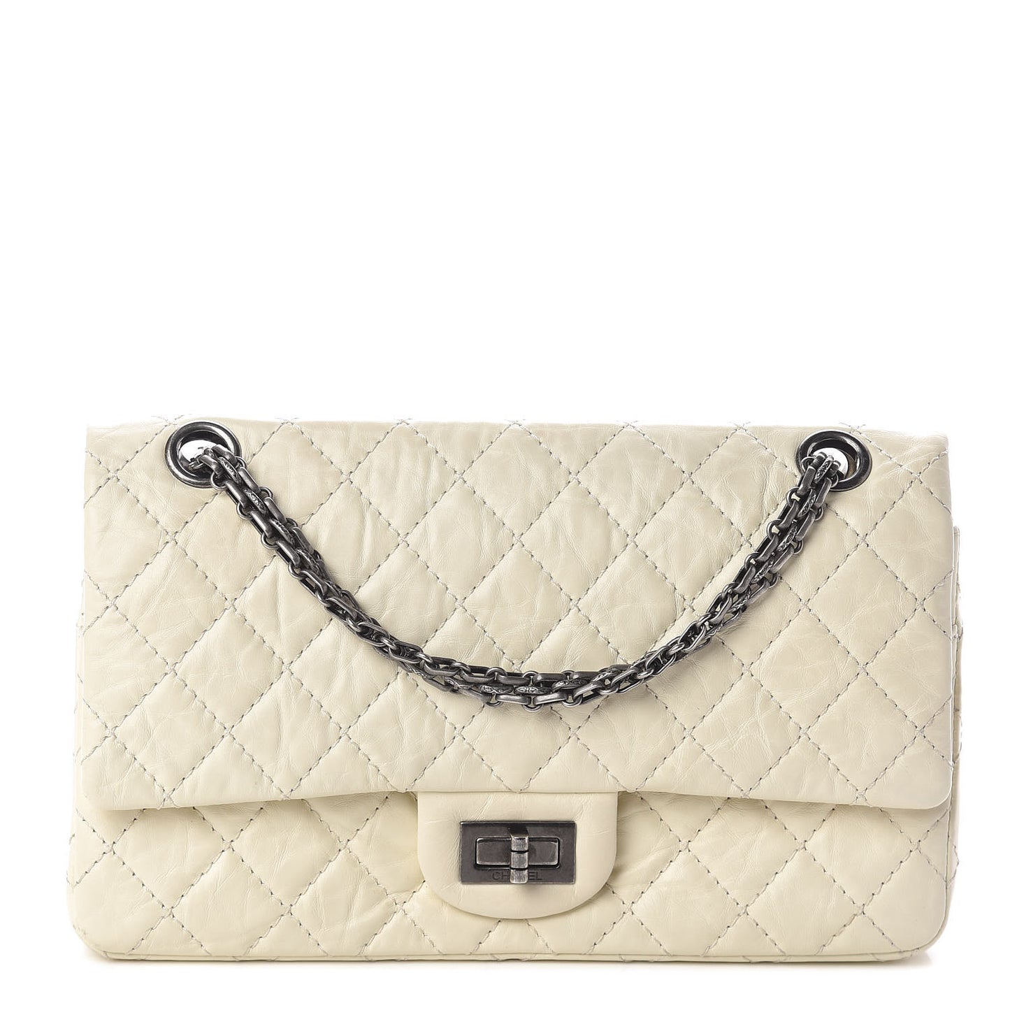 Aged Calfskin Quilted 2.55 Reissue 225 Flap White