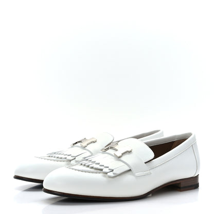 Hermes Calfskin Womens Royal Loafers 37 White 3 of 8
