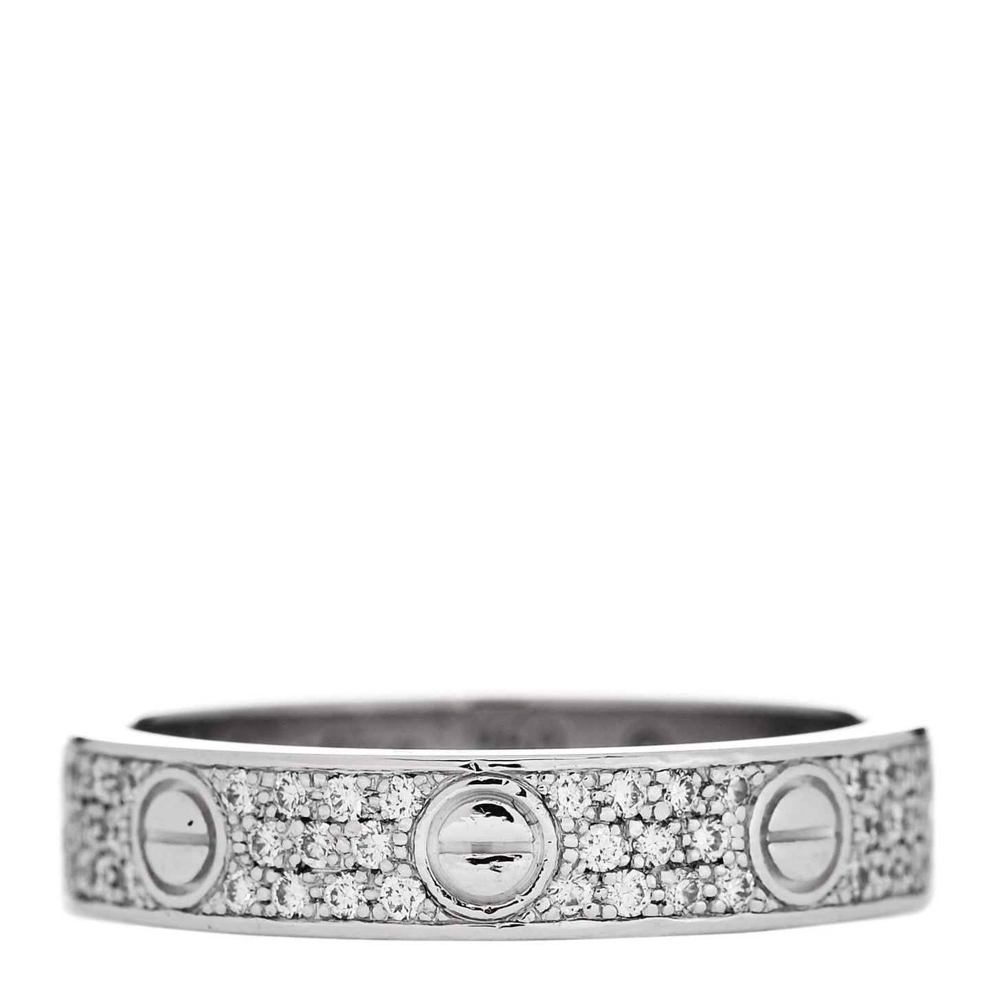 18K White Gold Diamond 4mm LOVE Wedding Paved Band Ring 51 5.75