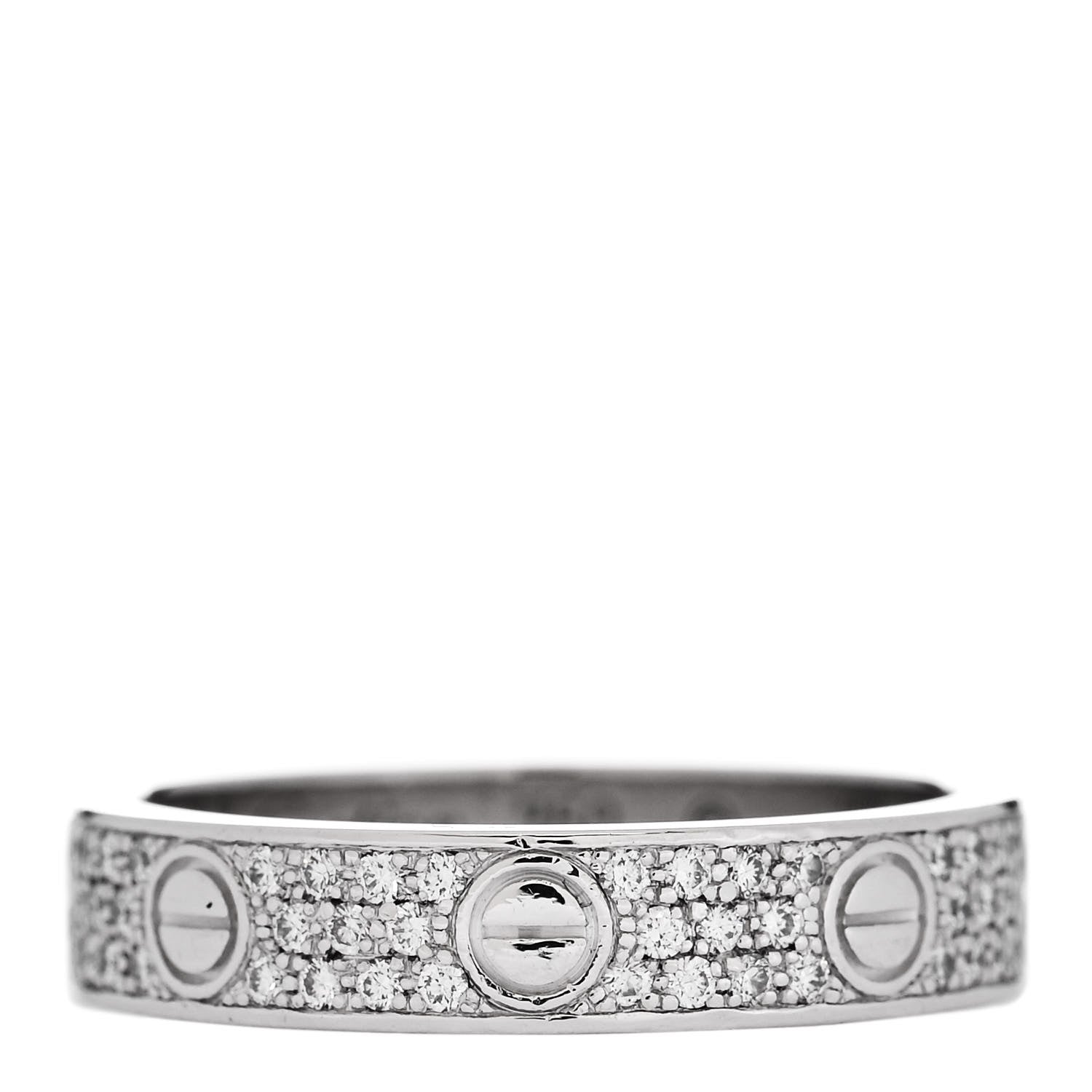 Cartier 18K White Gold Diamond 4mm LOVE Wedding Paved Band Ring 51 5.75 1 of 4