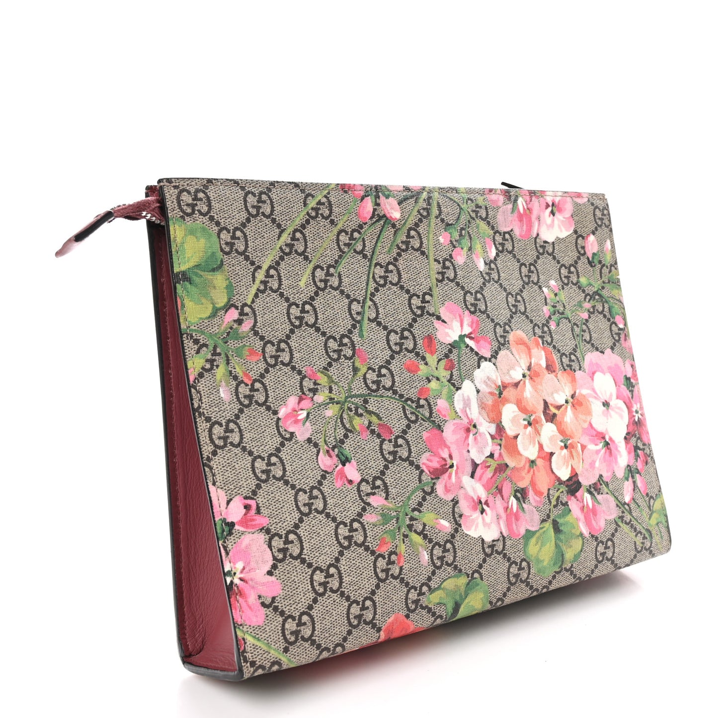 GG Supreme Monogram Blooms Large Cosmetic Case Beige Multicolor Dry Rose