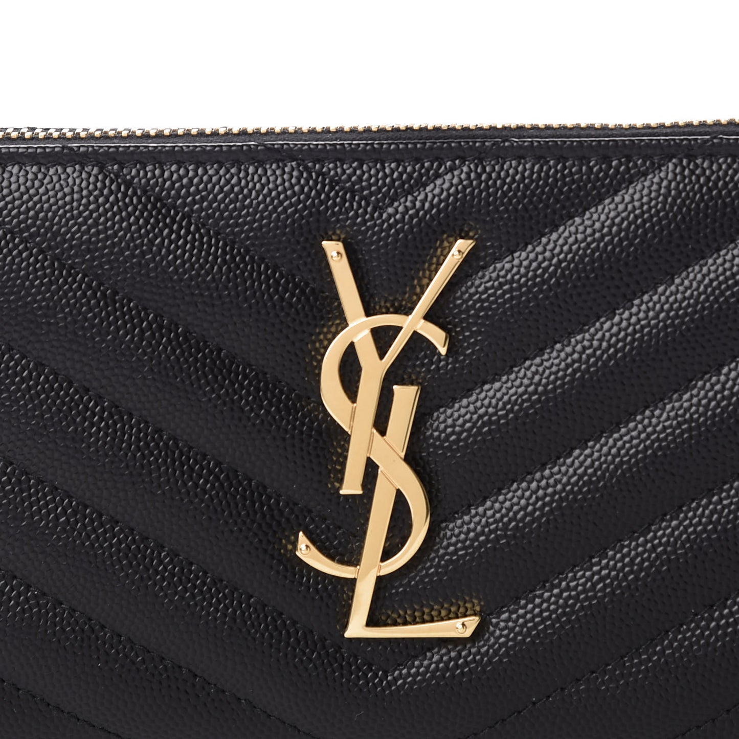 Grain De Poudre Matelasse Chevron Monogram Zip Around Wallet Black