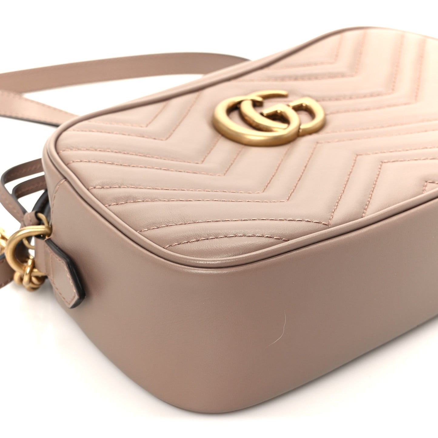 Calfskin Matelasse Small GG Marmont Chain Shoulder Bag Porcelain Rose