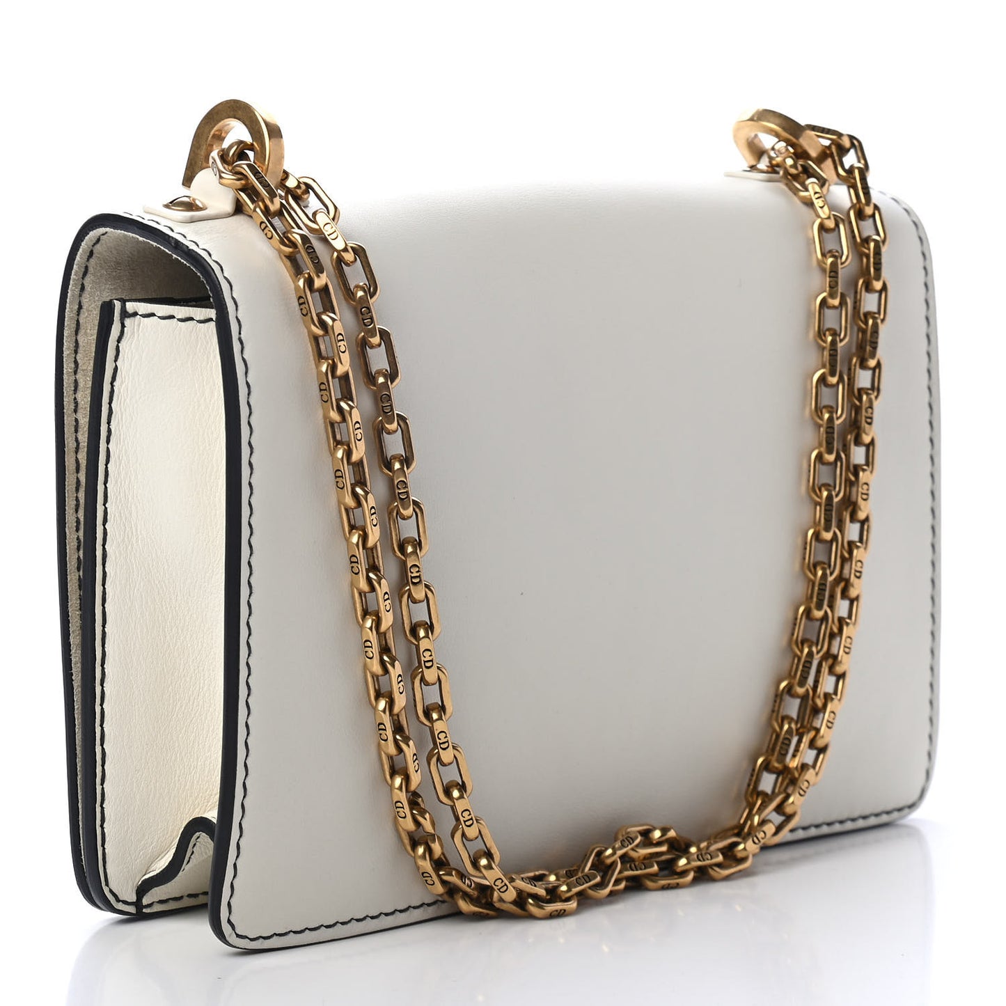 Calfskin J'Adior Chain Flap Bag Off White
