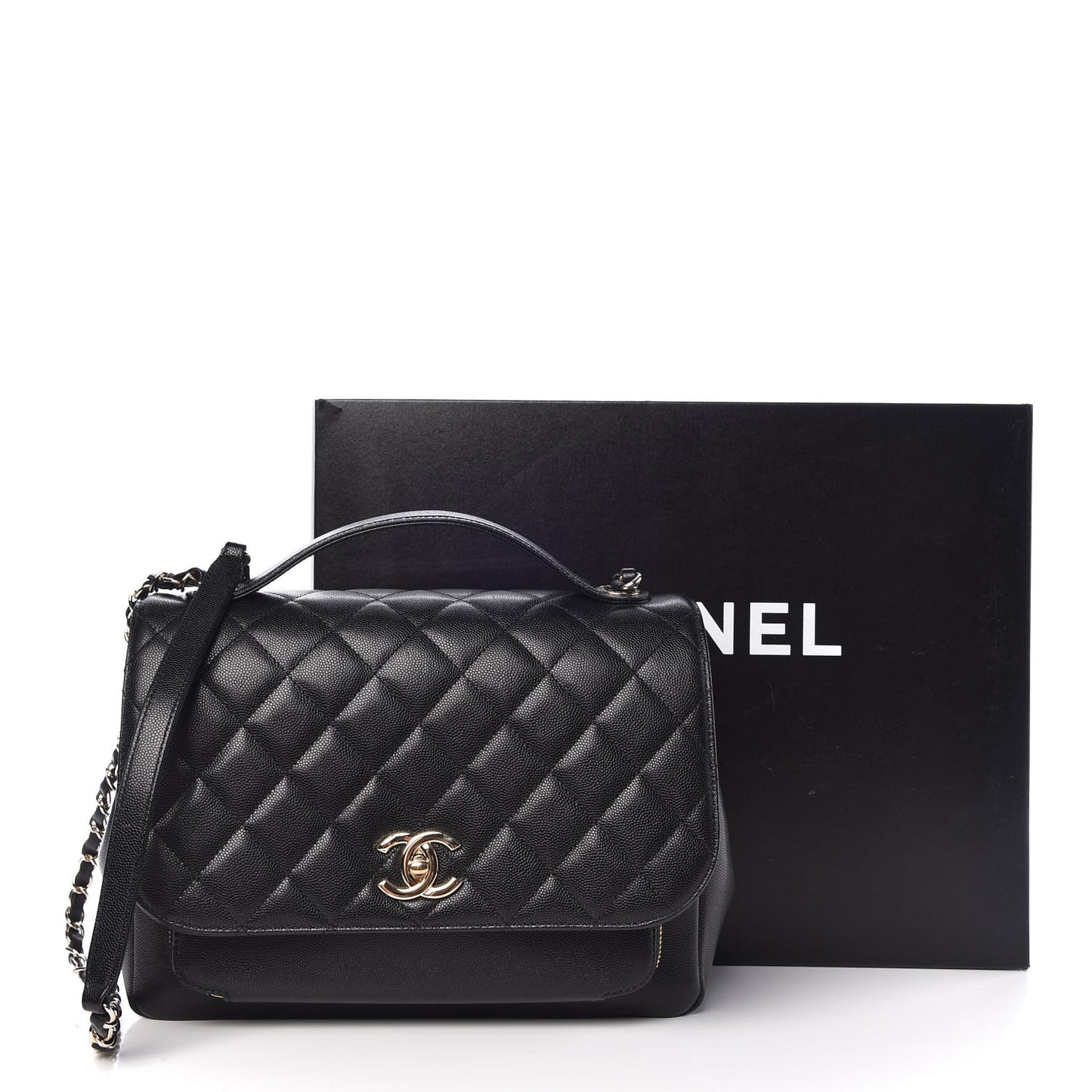 Caviar Quilted Large Business Affinity Flap Black
