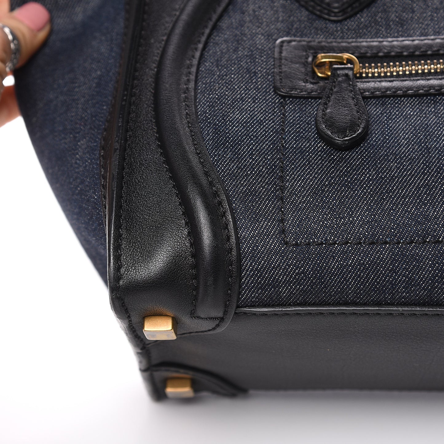 Smooth Calfskin Denim Micro Luggage Navy Black
