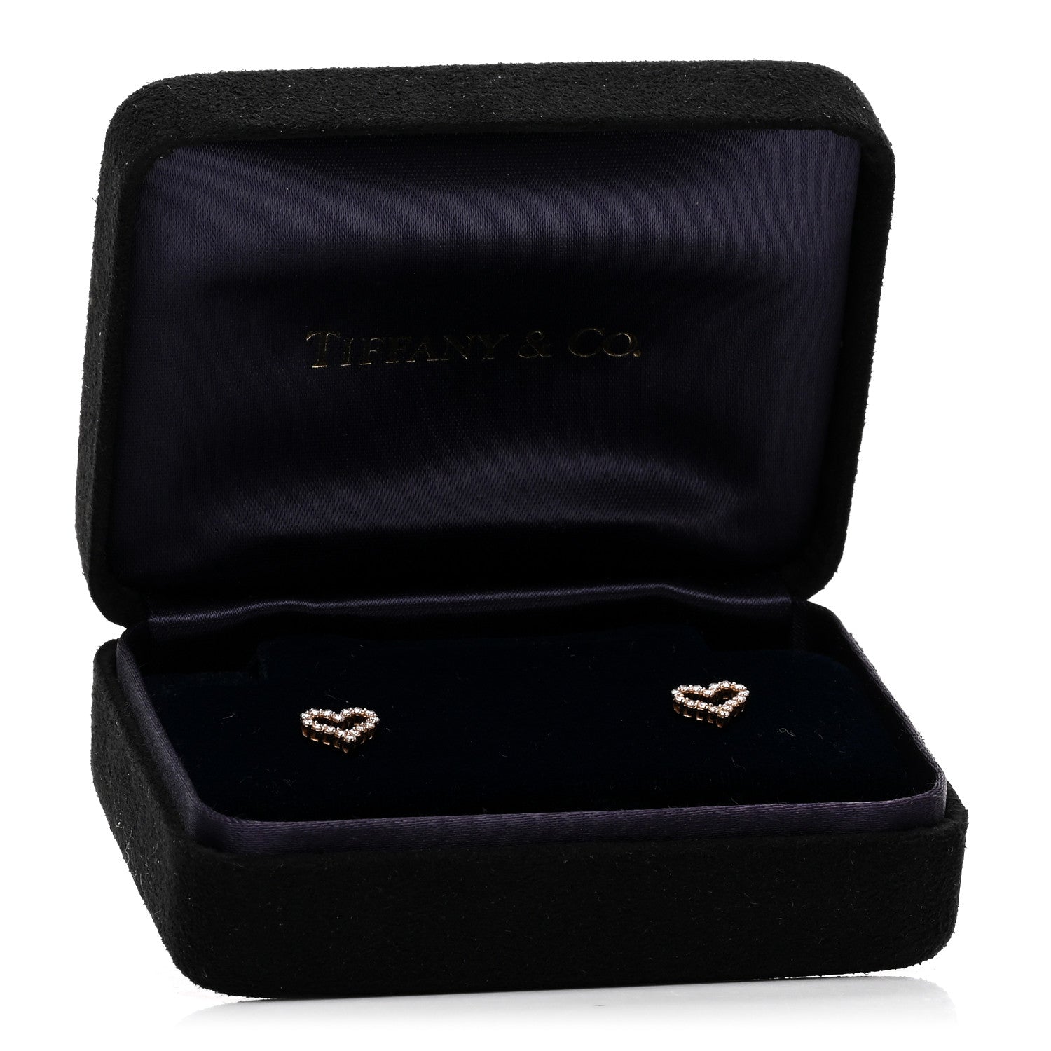 Tiffany 18K Rose Gold Diamond Extra Mini Heart Earrings 3 of 5