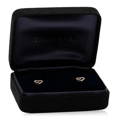 Tiffany 18K Rose Gold Diamond Extra Mini Heart Earrings 3 of 5