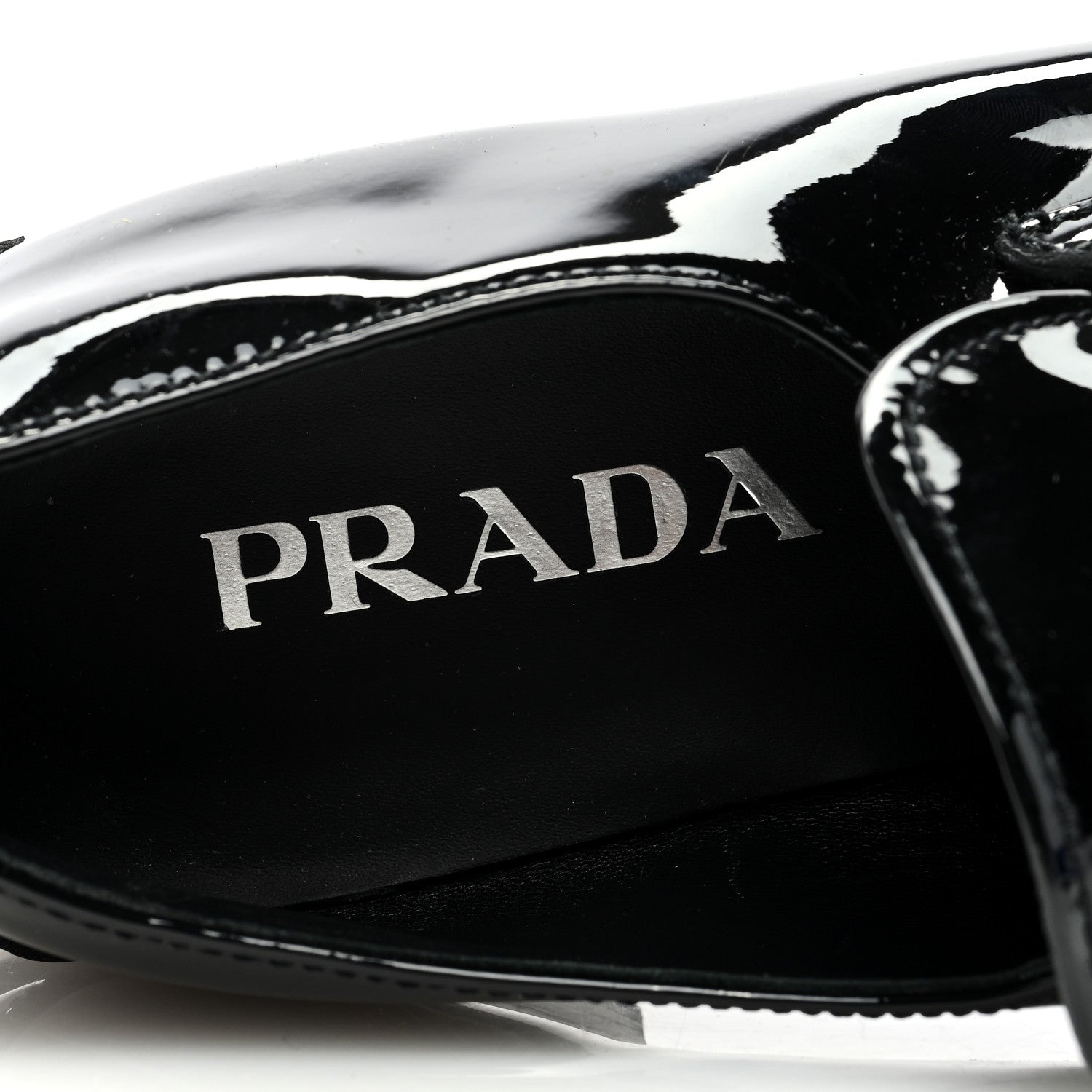 Prada Vernice Triangle Womens Loafers 37 Black 8 of 8