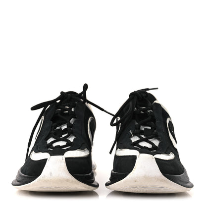 Gucci Technical Knit Fabric Suede Calfskin Womens Gucci Run Sneakers 38 Black White 3 of 12