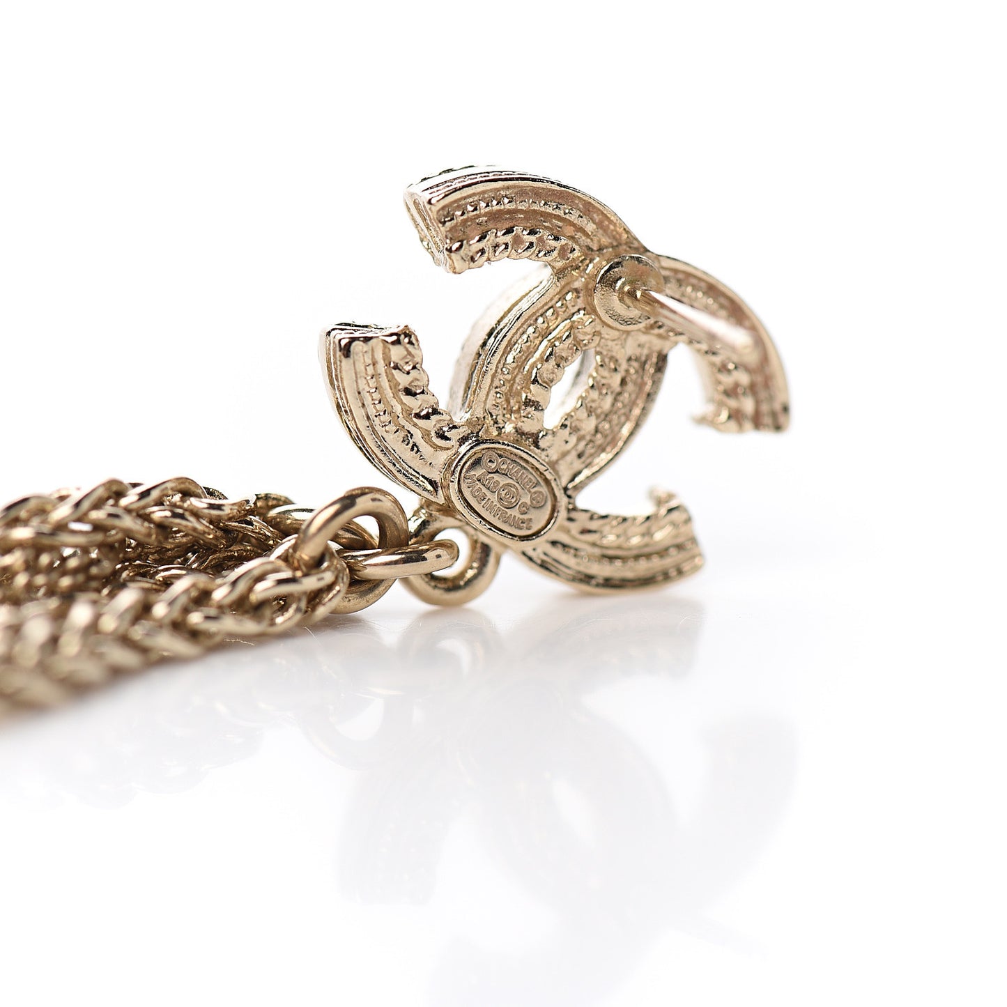 Pearl CC Chain Drop Earrings Gold