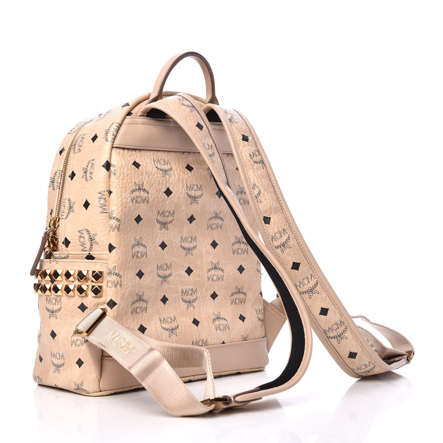 MCM Visetos Small Side Stud Stark Backpack Beige 3 of 10