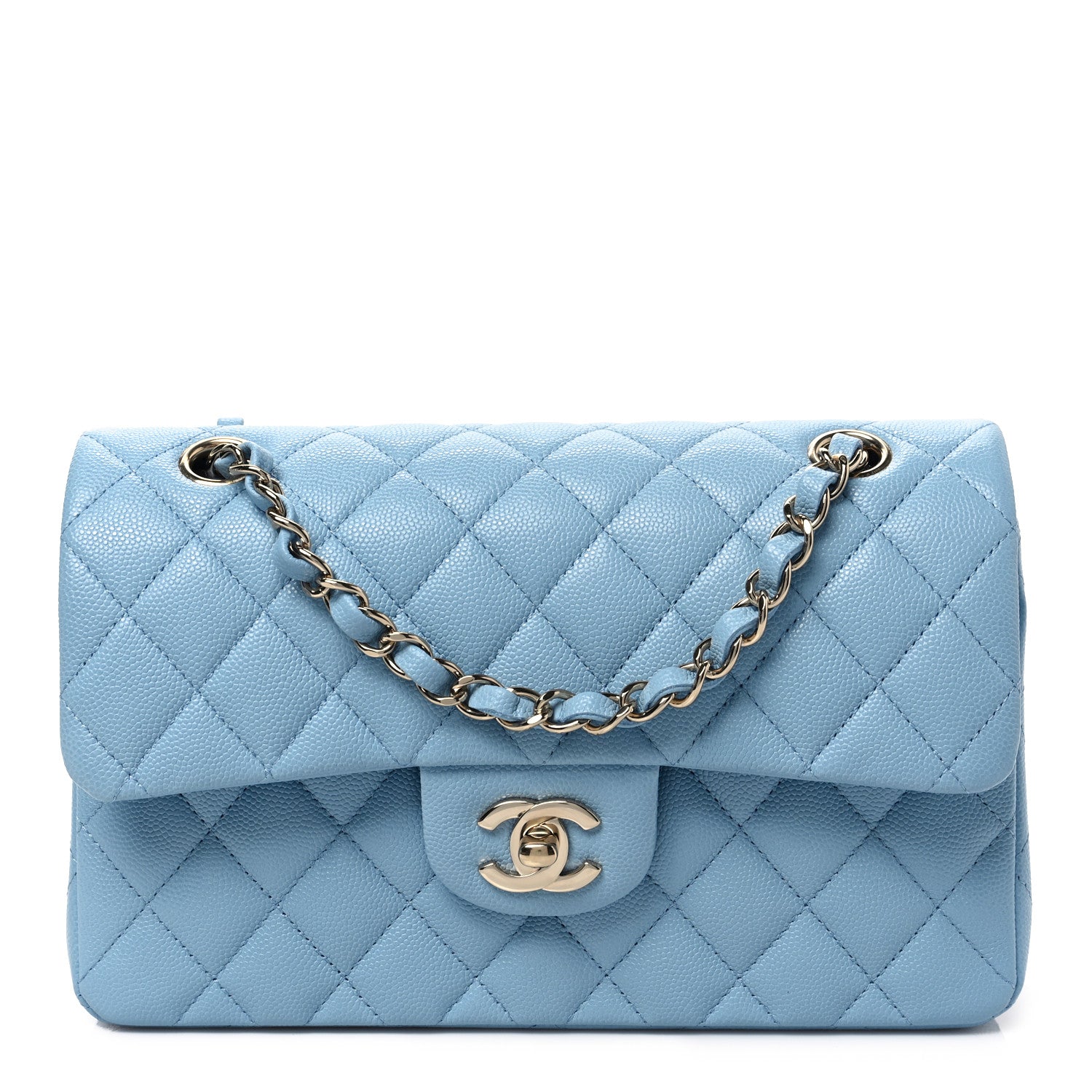 Chanel Caviar Quilted Small Double Flap Light Blue 1 of 8