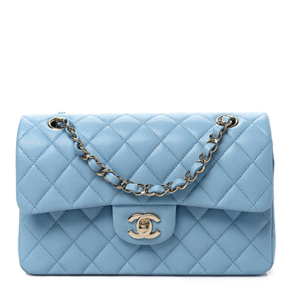 Chanel Caviar Quilted Small Double Flap Light Blue 1 of 8