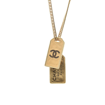 Chanel ID Dog Tag Charm Necklace Gold 5 of 6