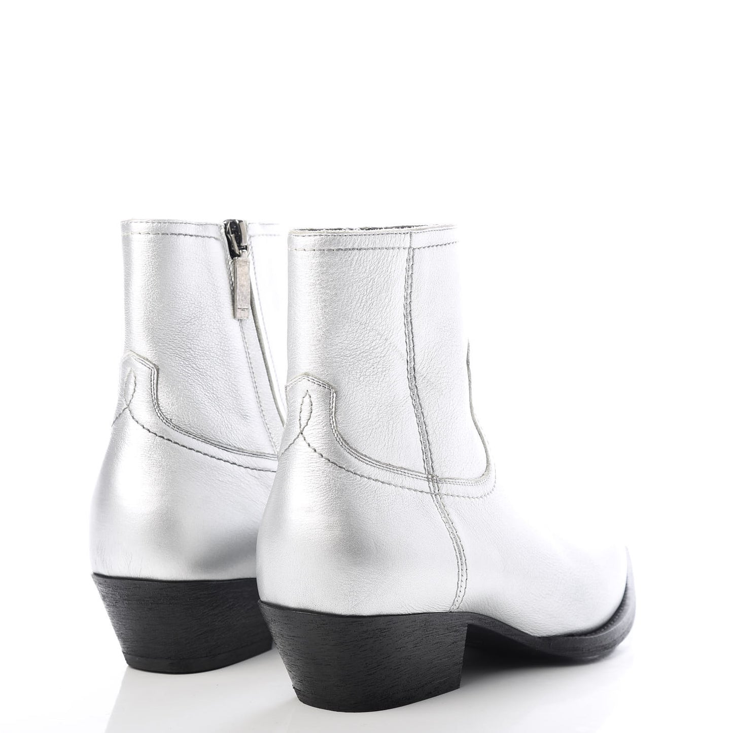 Metallic Calfskin Lukas Ankle Boots 37 Silver