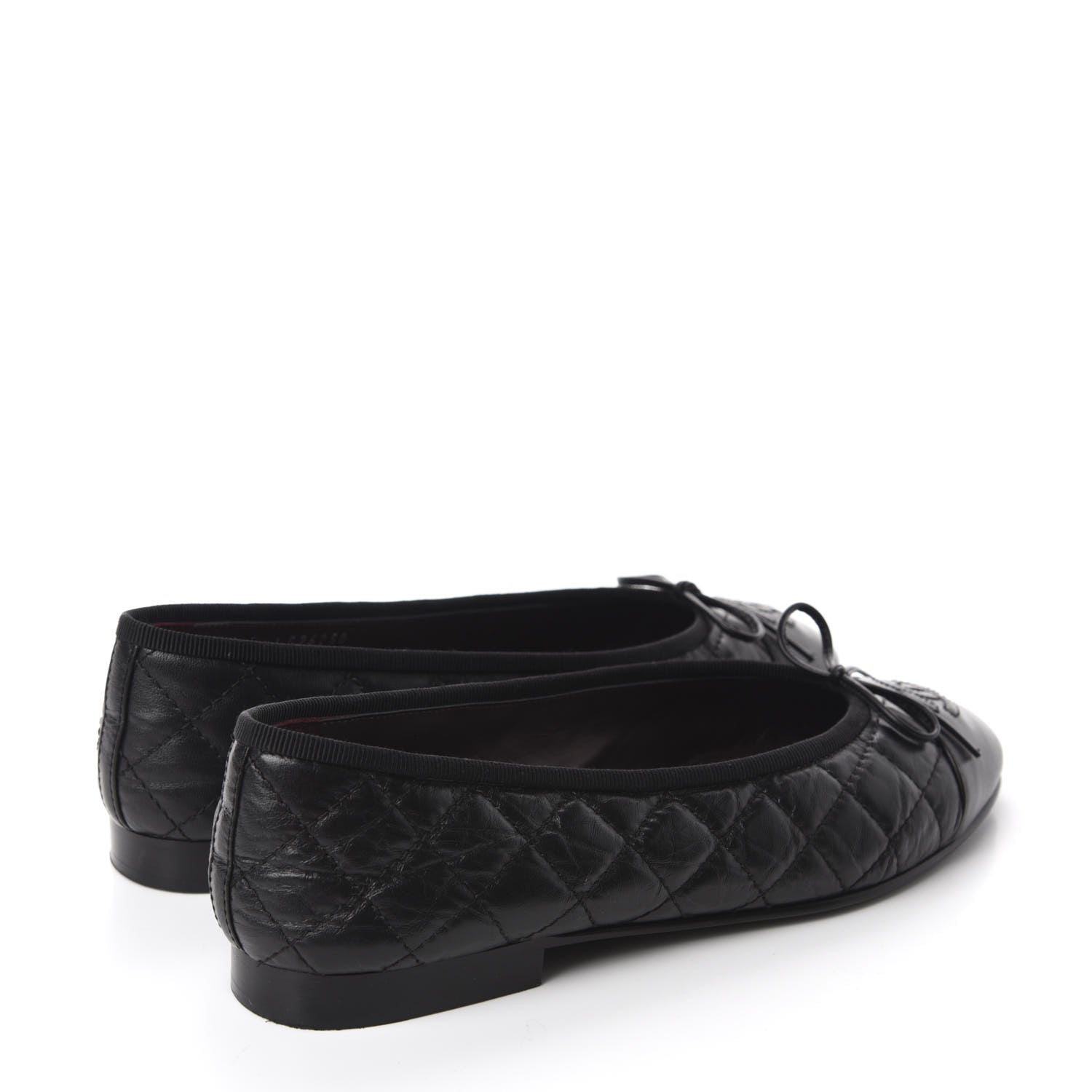 Chanel Aged Calfskin Quilted Cap Toe Ballerina Flats 38 Black 4 of 10
