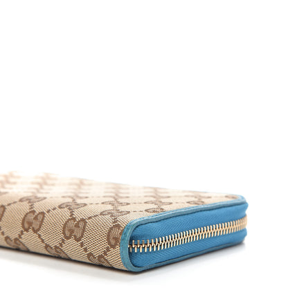 Gucci Monogram Dollar Calfskin Zip Around Wallet Beige Ebony Deep Cobalt 7 of 9