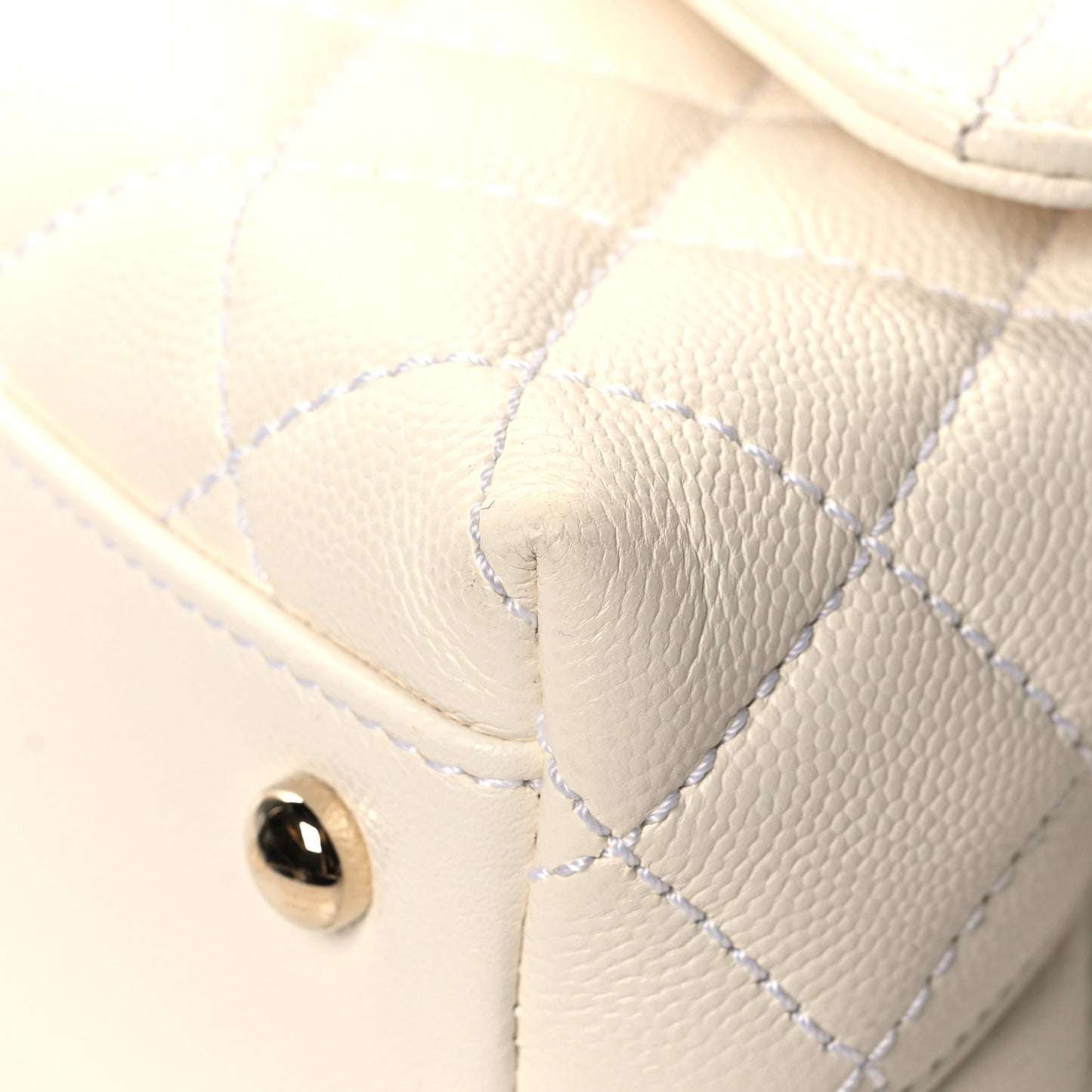 Caviar Quilted Mini Coco Handle Flap White