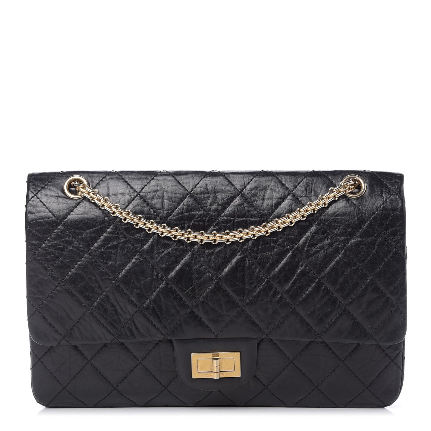 Aged Calfskin Quilted 50th Anniversary 2.55 Reissue 227 Flap Black