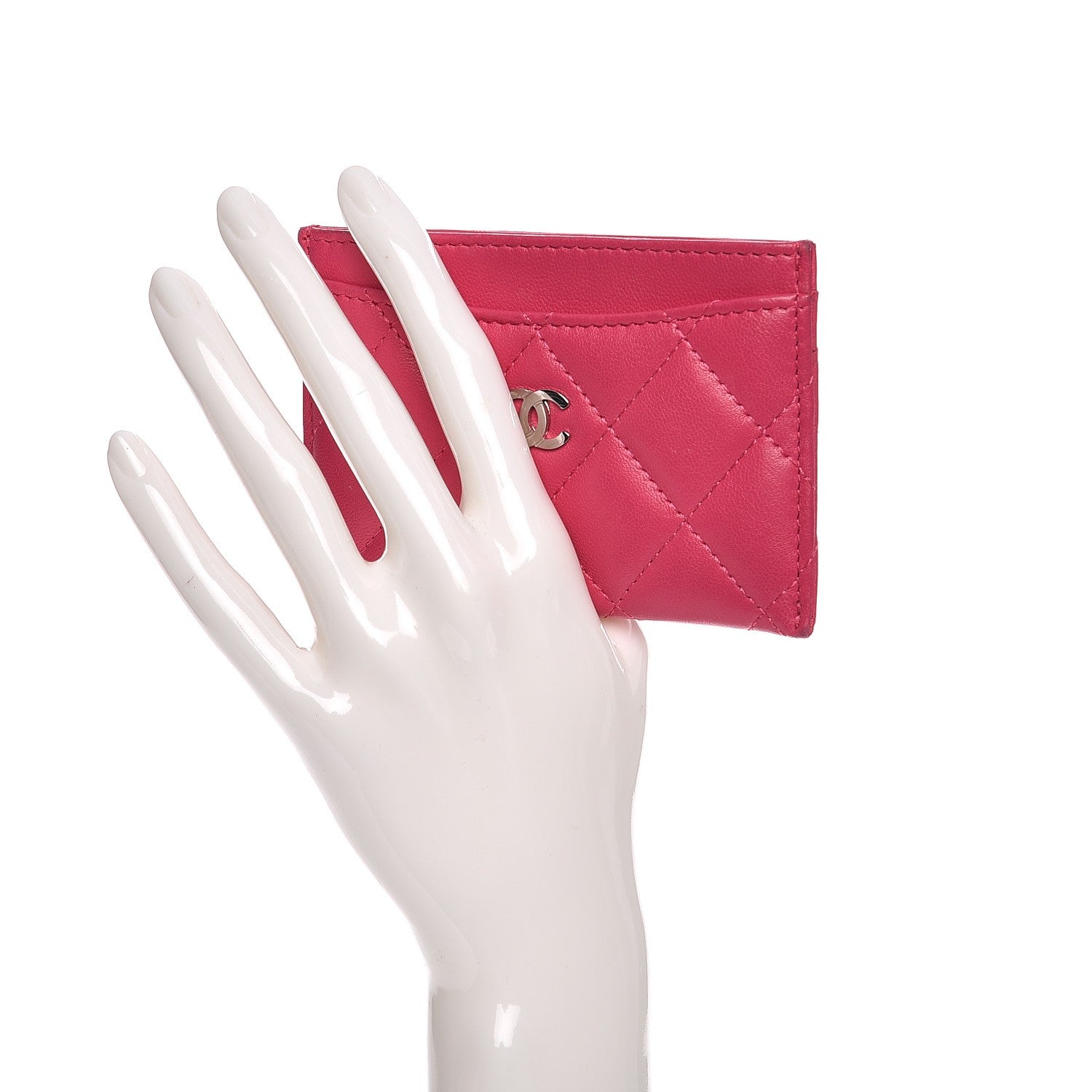 Chanel Lambskin Quilted Card Holder Fuchsia 2 of 13