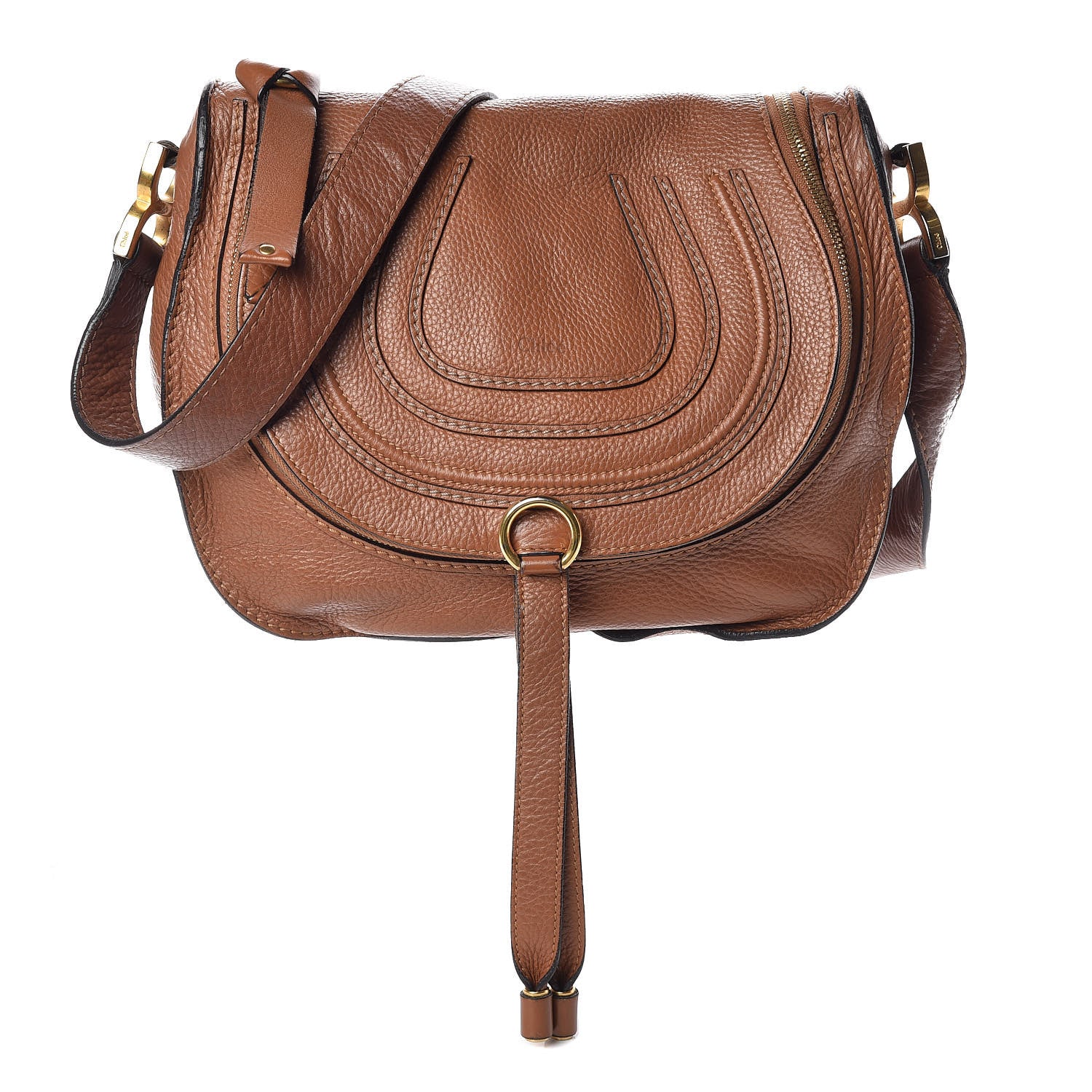 Chloe Calfskin Medium Marcie Round Zip Crossbody Bag Tan 1 of 11