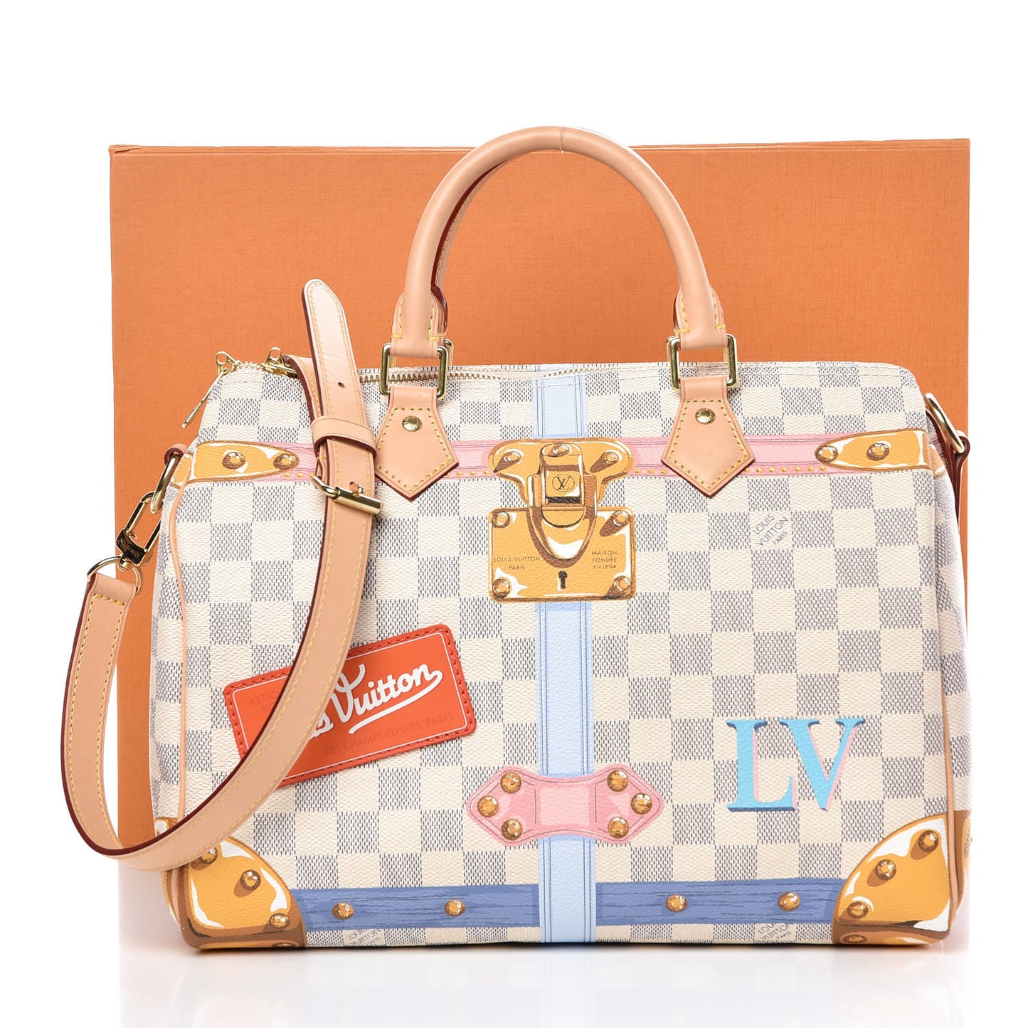 Damier Azur Summer Trunks Speedy Bandouliere 30