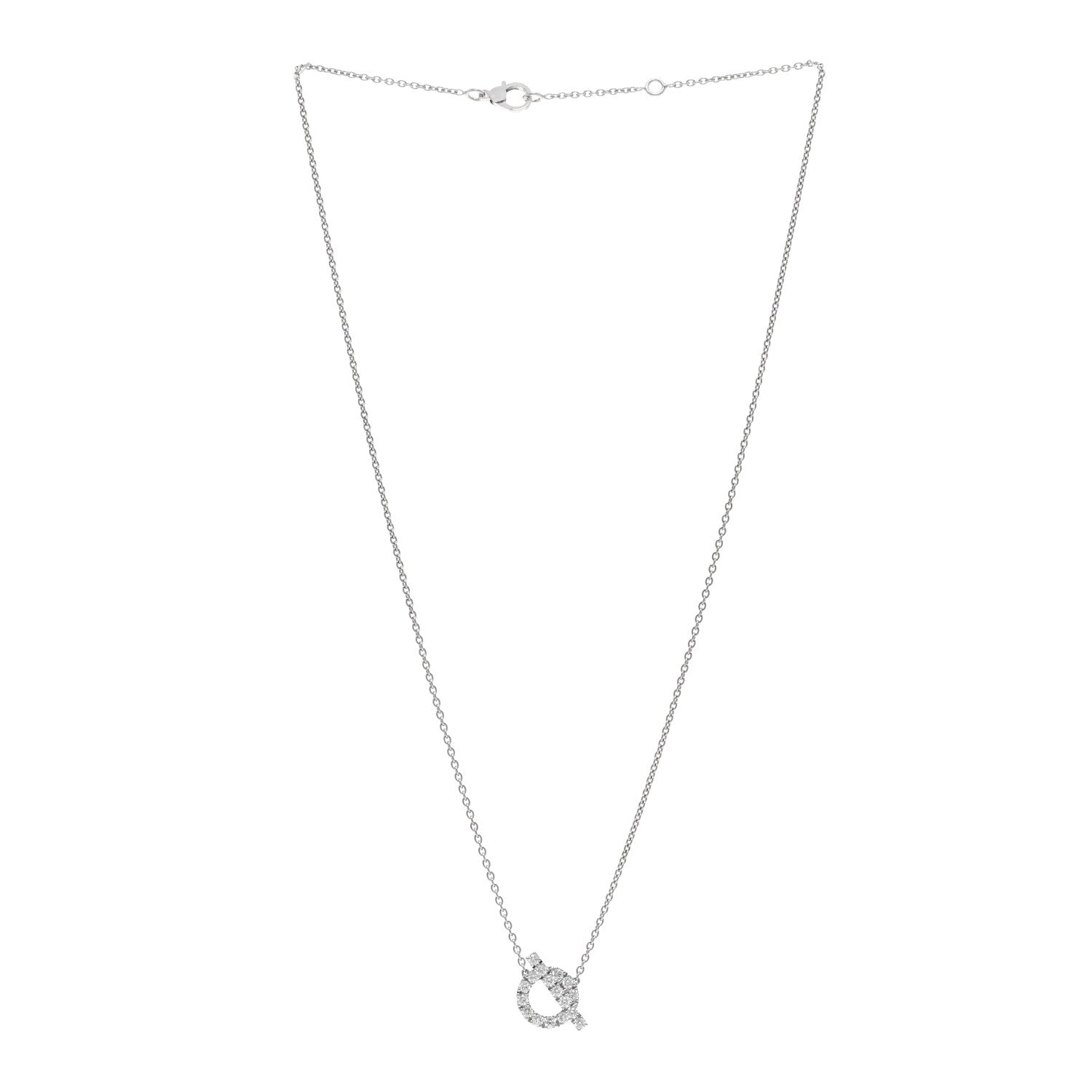 Hermes 18K White Gold Diamond Finesse Pendant Necklace 3 of 5