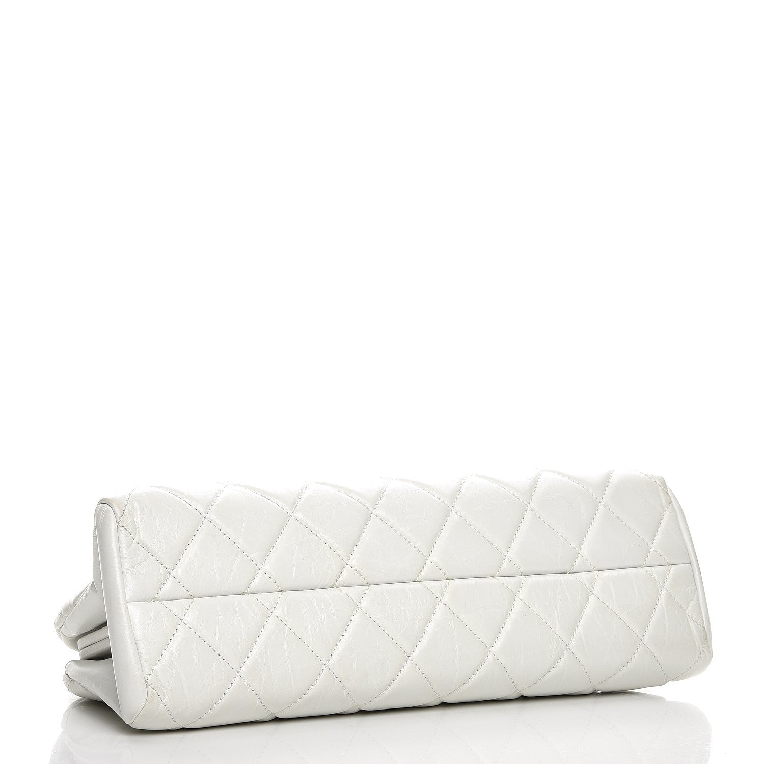 Chanel Aged Calfskin Quilted Medium Just Mademoiselle Bowling Bag White 4 of 11