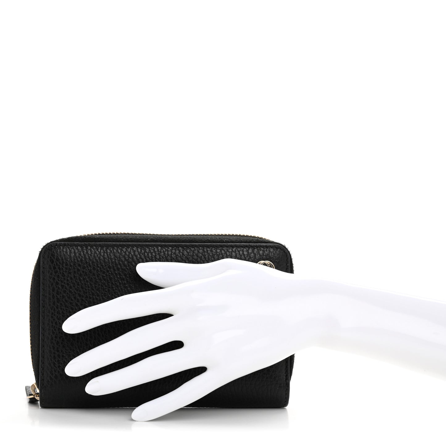 Dollar Calfskin Medium GG Zip Around Wallet Black