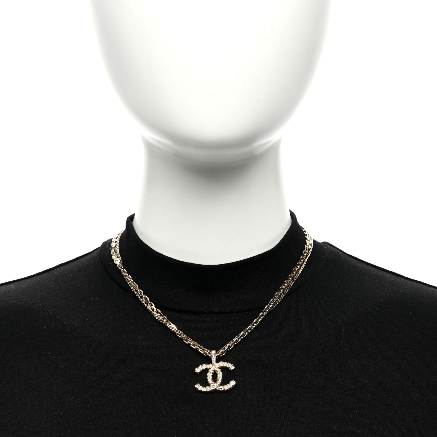 Crystal CC Multi Strand Chain Necklace Gold