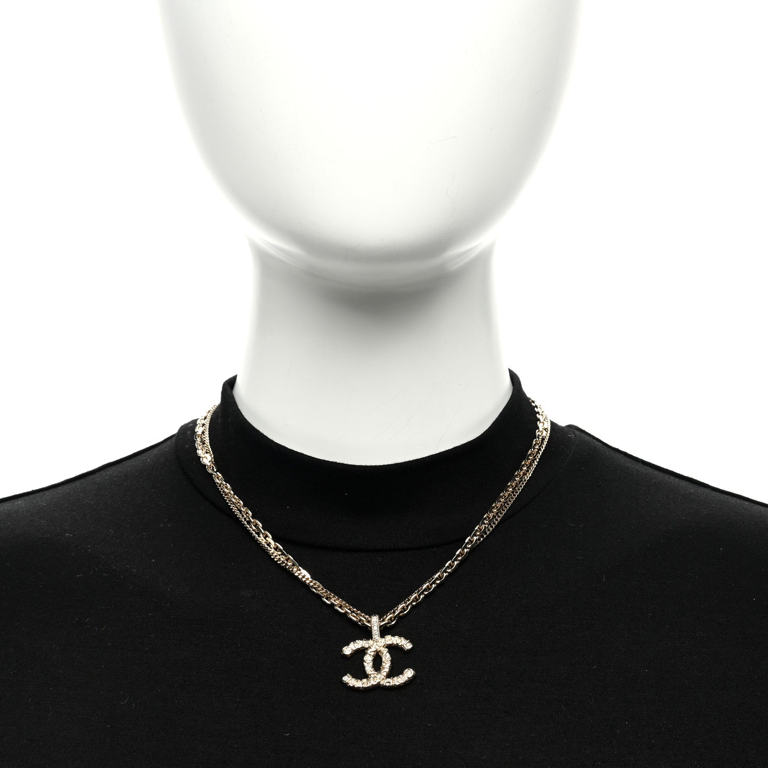 Chanel Crystal CC Multi Strand Chain Necklace Gold 2 of 5