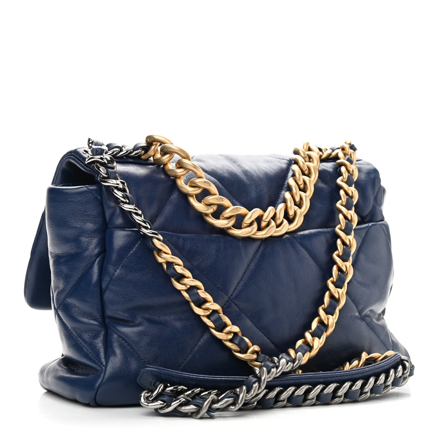 Goatskin Quilted Large Chanel 19 Flap Dark Blue