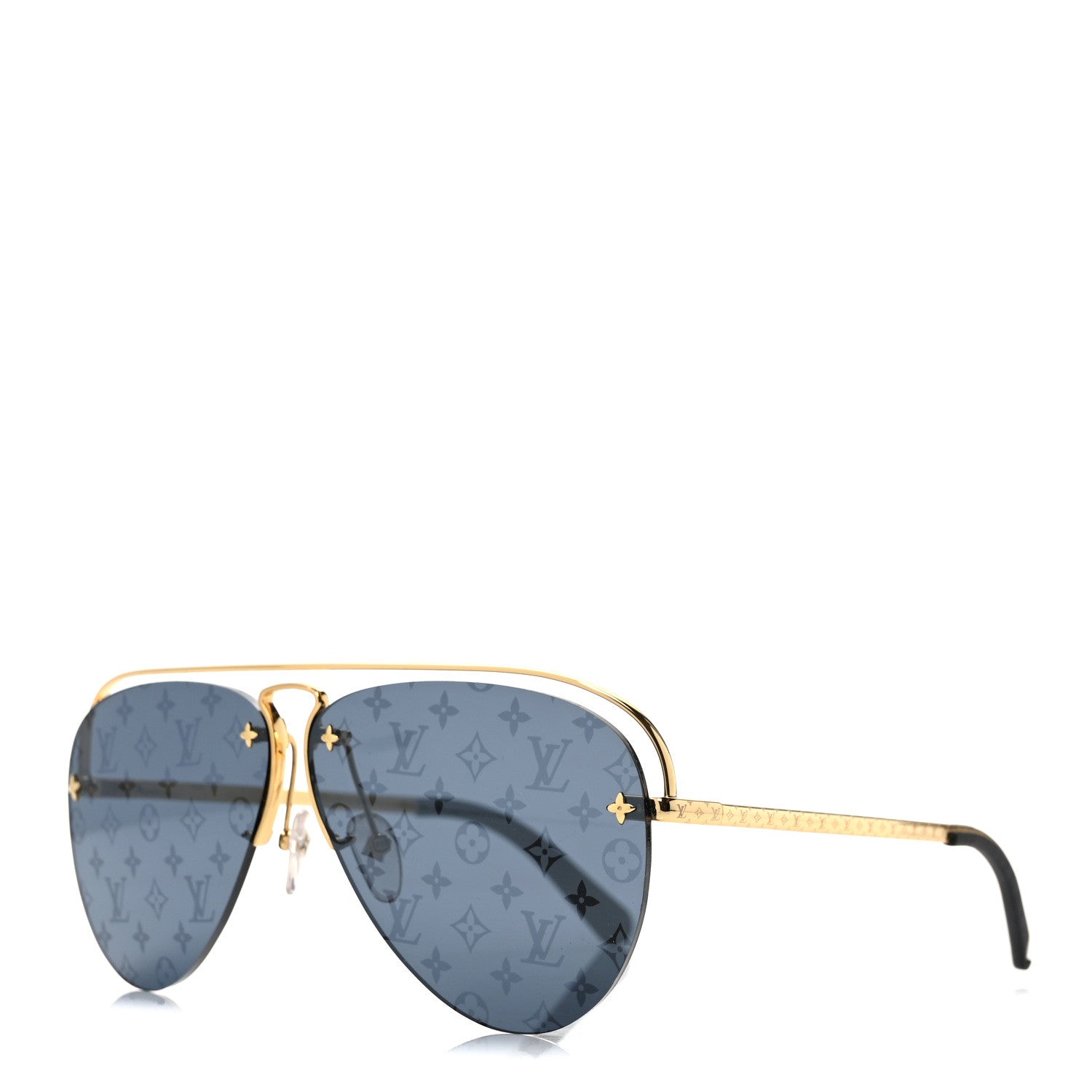 Louis Vuitton Metal Monogram Grease Sunglasses Z1172E Gold 1 of 9