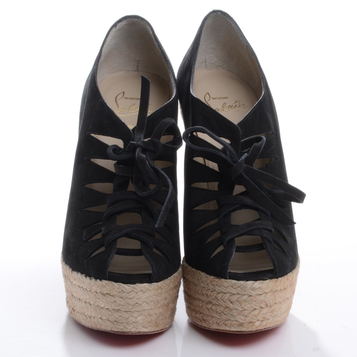 Christian Louboutin Suede Viva Boom 140 Espadrille Booties 39 Black 3 of 8