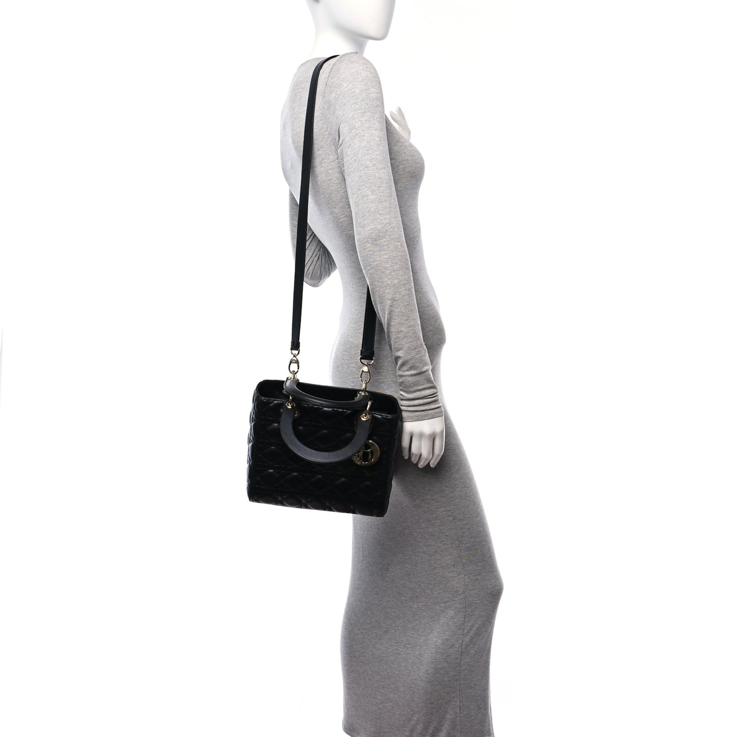 Lambskin Cannage Medium Lady Dior Black