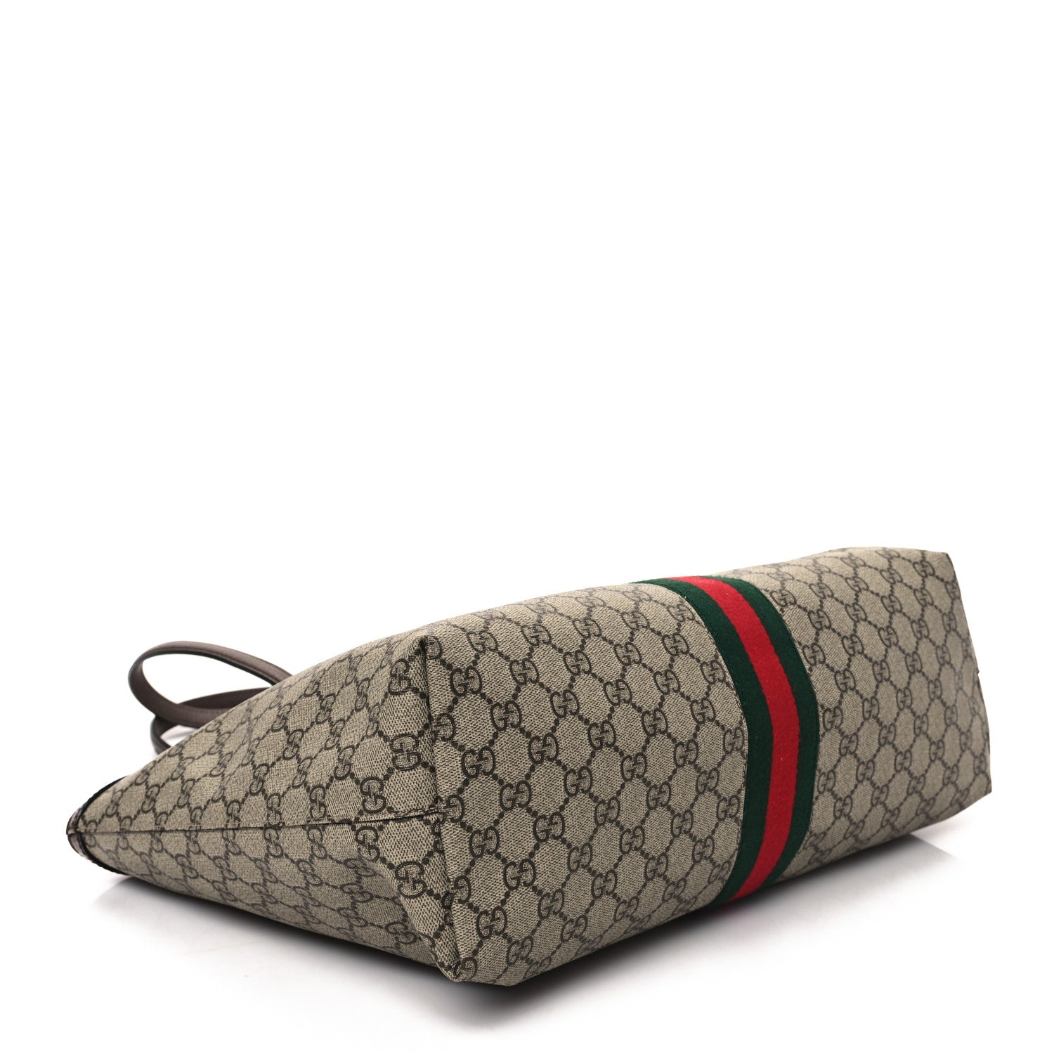 Gucci GG Supreme Monogram Textured Calfskin Web Medium Ophidia Shopping Tote Beige Ebony New Acero 4 of 10