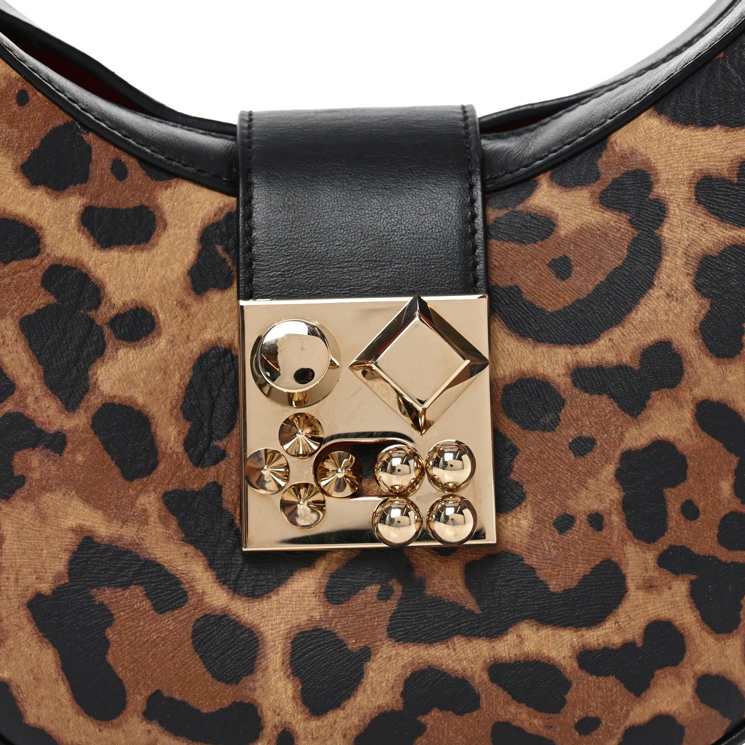 Christian Louboutin Calfskin Leopard Print Mini Carasky Shoulder Bag Black 7 of 9