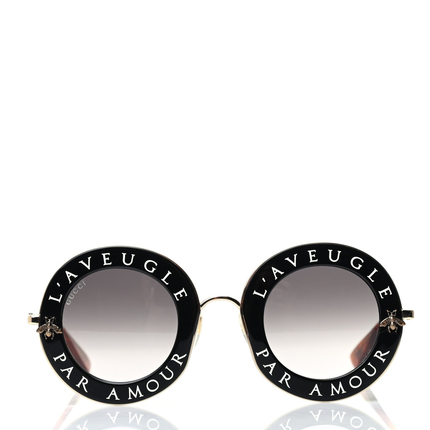 Metal L'Aveugle Par Amour Round Frame Sunglasses GG0113S Black