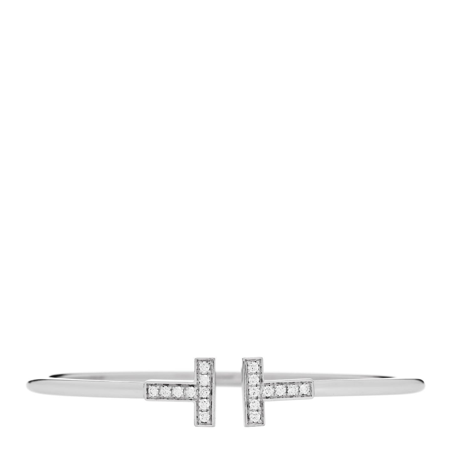 18K White Gold Diamond T Wire Bracelet