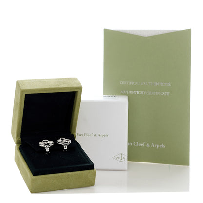 Van Cleef & Arpels 18K White Gold Guilloche Vintage Alhambra Earrings 5 of 5